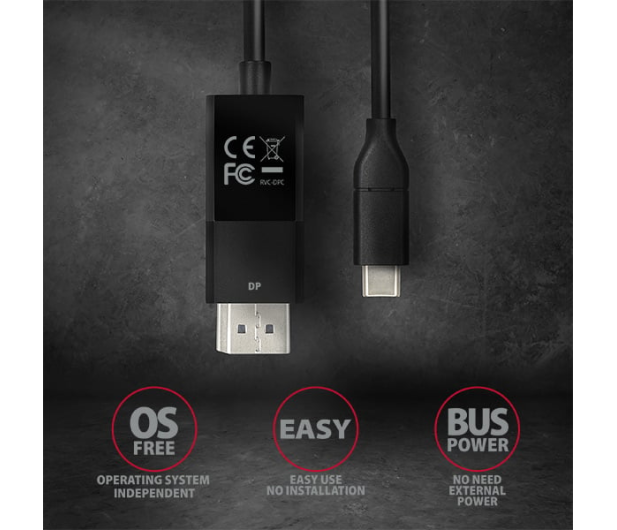 AXAGON RVC-DPC Konwerter/kabel USB-C -> DisplayPort 1,8m, 4K/60HZ - 1353445 - zdjęcie 6
